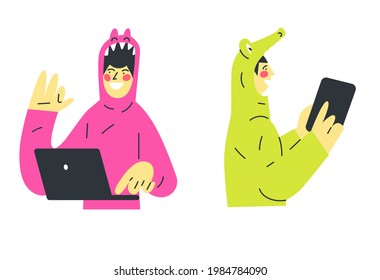 a man in a funny suit. Online orders