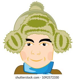 Man in fur hat