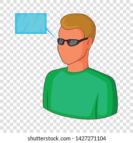 Man with future high tech smart glasses icon. Cartoon illustration of man with future high tech smart glasses vector icon for web