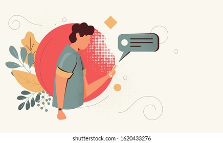 Man with gadgets - flat design style character