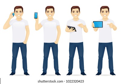 Man with gadgets set