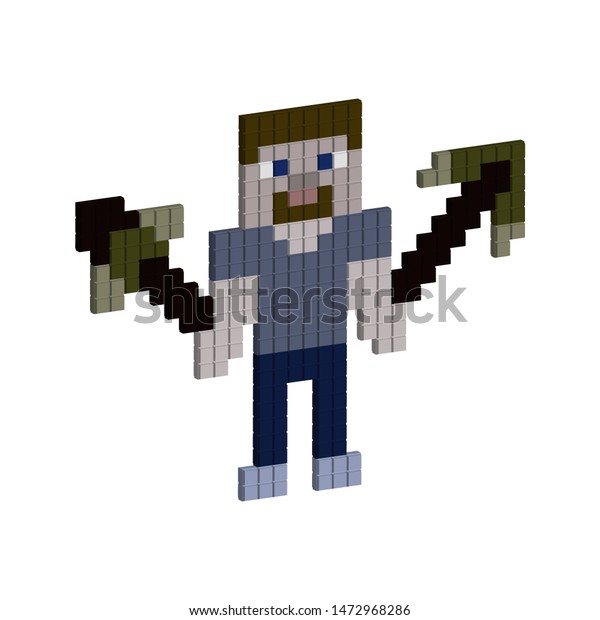 Man Game 3d Pixel Art Background Stock Vector Royalty Free