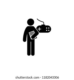 man with game degree icon. Element of man with student degree icon for mobile concept and web apps. Glyph game degree can be used for web and mobile on white bakgorund