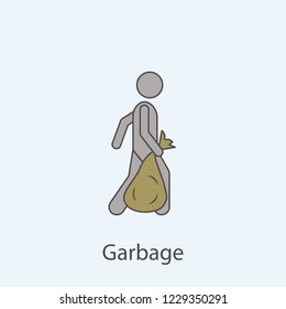 man with garbage bag 2 colored line icon. Simple colored element illustration. Outline symbol design from man with bag set