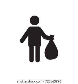 man with garbage icon vector isolated on white background
