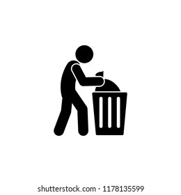 Man Garbage, Throwing Icon. Element Of Man Cleaning Icon For Mobile Concept And Web Apps. Glyph Man Garbage, Throwing Icon Can Be Used For Web And Mobile