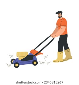 Ilustración de vectores eléctricos de vectores de vectores de vástago con personajes de jardinería de hombre