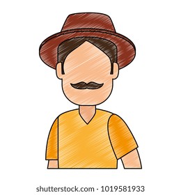 man gardener with hat avatar character