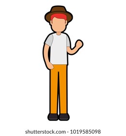 man gardener with hat avatar character