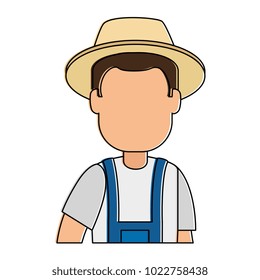 man gardener with overalls and hat avatar character