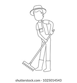 man gardener with rake avatar character