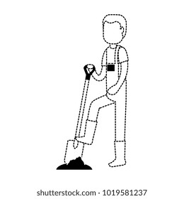 man gardener with shovel avatar character