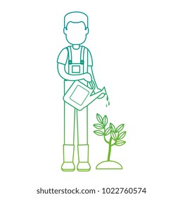 man gardener with sprinkler avatar character