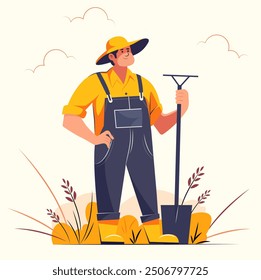 A man is a gardener or a worker. Vector illustration