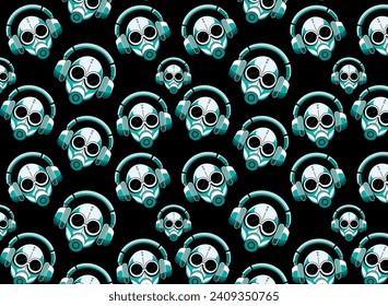 hombre con máscara de gas, patrón, patrón industrial, fondo de ciberpunk