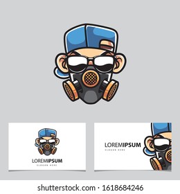 Man with gas mask vector logo
