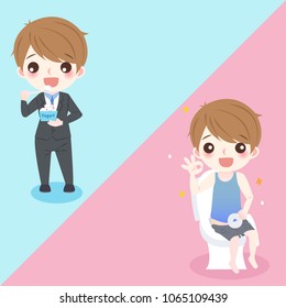 man with gastrointestinal health on the pink background