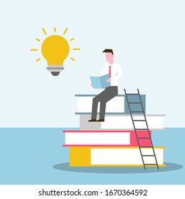 Man gathers knowledge to succeed vector illustration
