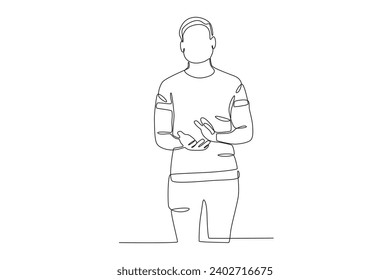 A man gave support with applause. Applause one-line drawing