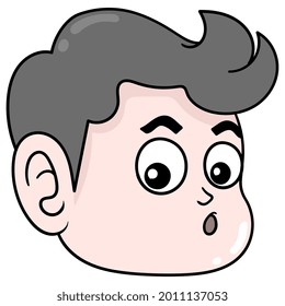 man gawking face, vector illustration carton emoticon. doodle icon drawing