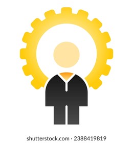 Man and gear flat icon. Developer color icons in trendy flat style. Gogwheel and man gradient style design, designed for web and app. Eps 10