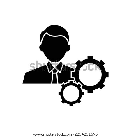 Man and gear icon design. Human resource vector icon. Man inside gear glyph icon. isoalted on white background. vector illustartion