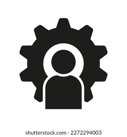 Man gear icon. Leader success, management concept. Teamwork concept. Vector illustration.