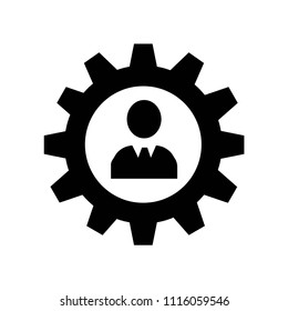 Man in a gear icon vector icon. Simple element illustration. Man in a gear symbol design. Can be used for web and mobile.