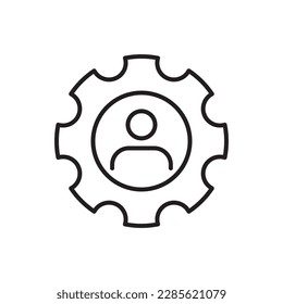 Man gear line icon on white