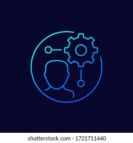 man and gear line vector icon