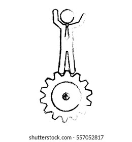 man and  gear wheel  icon over white background. vector illustration
