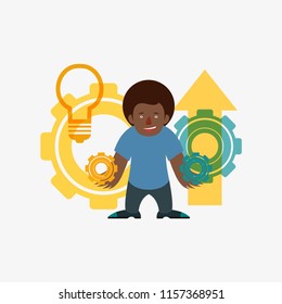 Man generates an idea. Business strategies. Vector