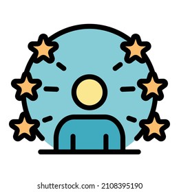 Man generating ideas icon. Outline man generating ideas vector icon color flat isolated