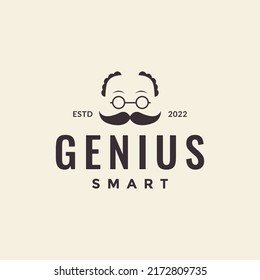 man genius smart with mustache logo design vector graphic symbol icon illustration creative idea