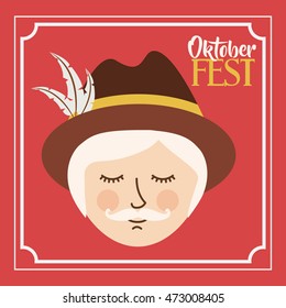 man german germany cartoon avatar cloth traditional oktoberfest icon. Colorful frame and Flat design. Vector illustration