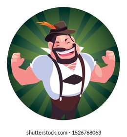 man with german traditional dress in white background vector illustration design