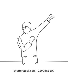 man gesture Dab with fists - one line drawing vector