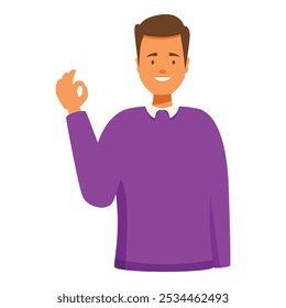 Man is gesturing an ok sign with his hand and smiling