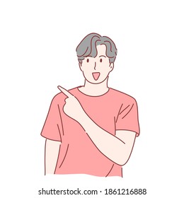 Man gesturing with pointing to something. 