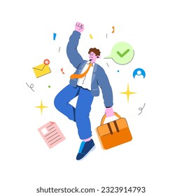 man get accepted job illustration