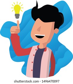 Man with get an idea. Concept for expression character, Flat style vector illustration, suitable for wallpaper, banner, book illustration, card