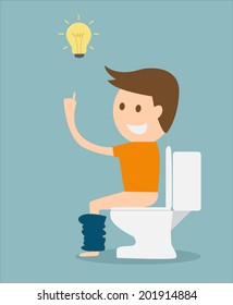 man get idea in toilet,Business concept 