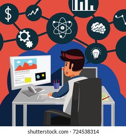A man get ideas from surfing the internet