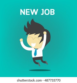 man get the new job vector illustration.