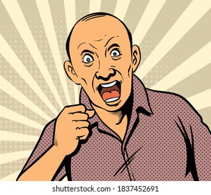 El hombre se enfada, levanta el puño. ilustraciones de diseño vectorial de estilo dibujado a mano.
 
