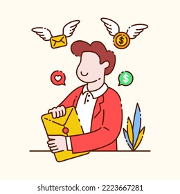Man gets envelope. Business concept illustration