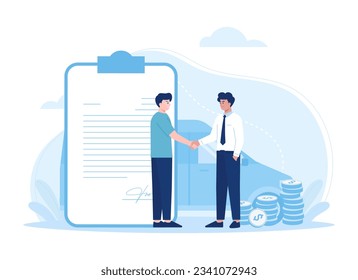 A man getting a car loan approved trending concept flat illustration