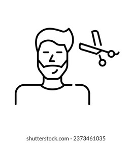 Man getting a haircut. Male hair salon services, beauty and elegance. Pixel perfect, editable stroke