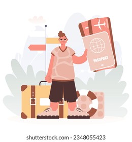 Man Getting a handle on Her All comprehensive id and See at Tickets, Setting out on a Travel Filled with Starvation for unused encounters and Experiencing the Considers of the World.