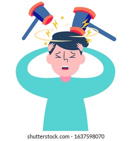 A man getting headache vector illustration